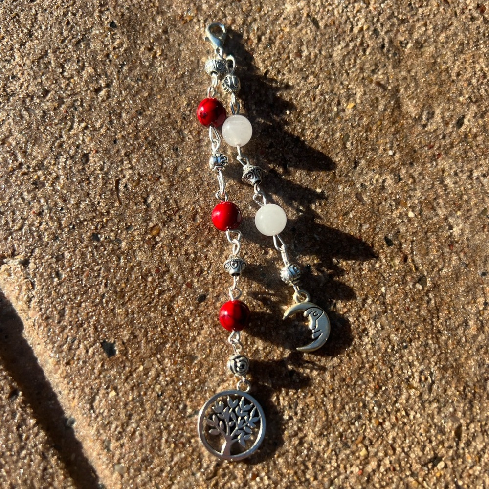 Handmade tree of life and moon keychain!!